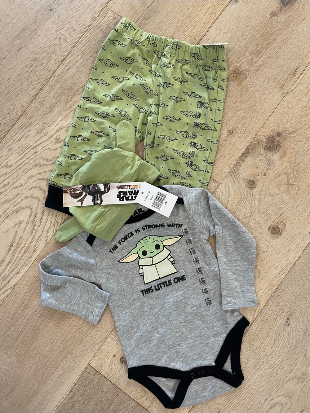Baby Yoda Green & Gray Bodysuit Set for Kids